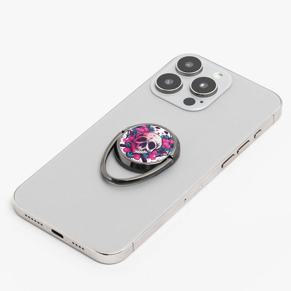 Heart Shape Floral Skull Mobile Phone Ring Holder