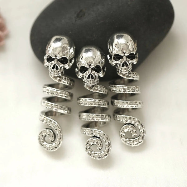 3pcs Skull Viking Spiral Hair Bead Accessories