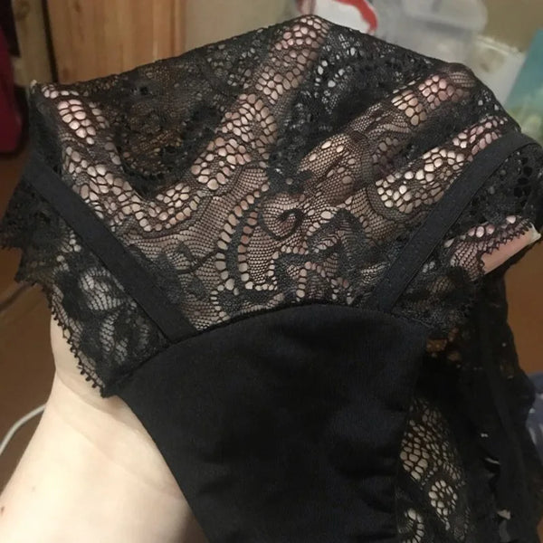 Women's High Waist Black Lace-Up Hollow Out Panties - Gothic Lingerie