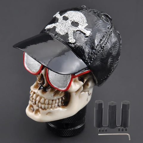 Baseball Hat & Glasses Skull Manual Car Truck Gear Shift Knob