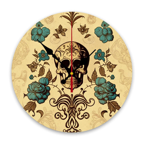 Vintage Skull Round Wall Clock