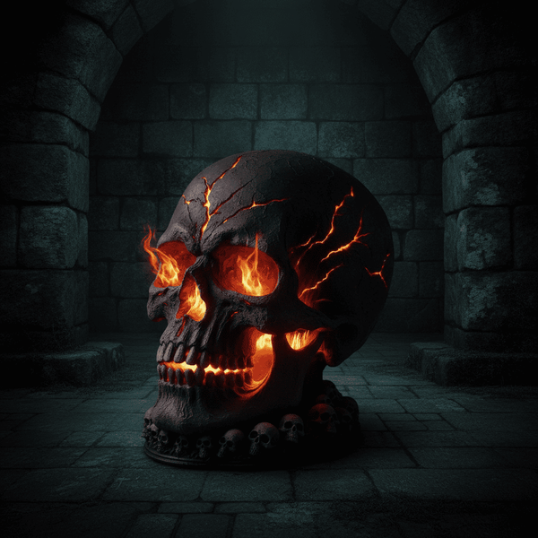 Lava Stone Skull Lamp - LED Gothic Desk Lamp & Room Accent