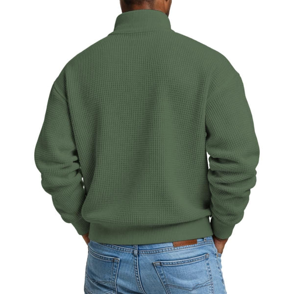 "Final Bloom" Men’s Skull & Roses Waffle Knit Half-Zip