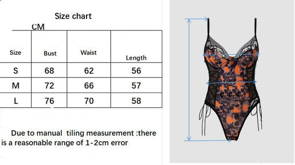 The Nocturnal Muse Skull Print Lace-Up Bodysuit