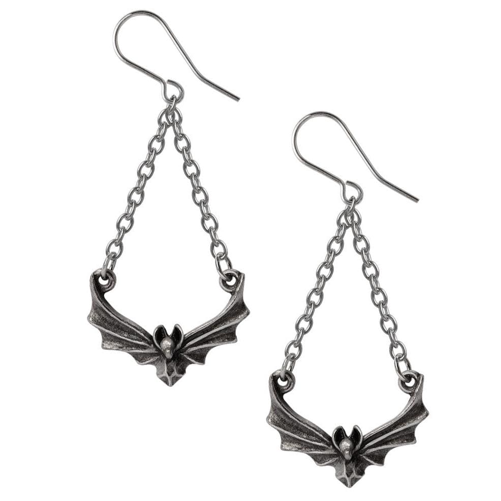 Our Exquisite Night Bat Earrings Elegantly Suspended From A Delicate Chain