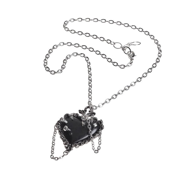 Witches Heart With Pins, Nails & Thorns Pendant Necklace