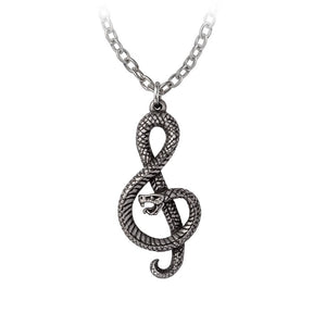 Snake Coils Itself Into A Music Symbol Playing The Devil's Tune Pendant Necklace
