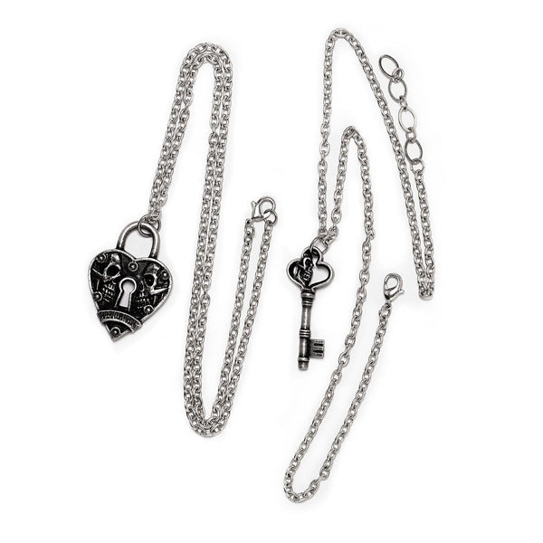 Secure Your Love With Skull Key & Lock To Eternity Couples Pendants