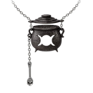 Witches Cauldron With A Skull Ladle Necklace