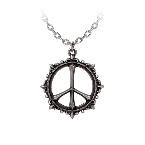 Beautiful Gothic Twist On A Peace Sign Pendant Necklace