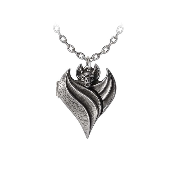 Bat Locket In Thre Shpae of A Heart Pendant Necklace