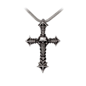 Skull Metal Cross Hung On A Snake Chain Pendant Necklaces
