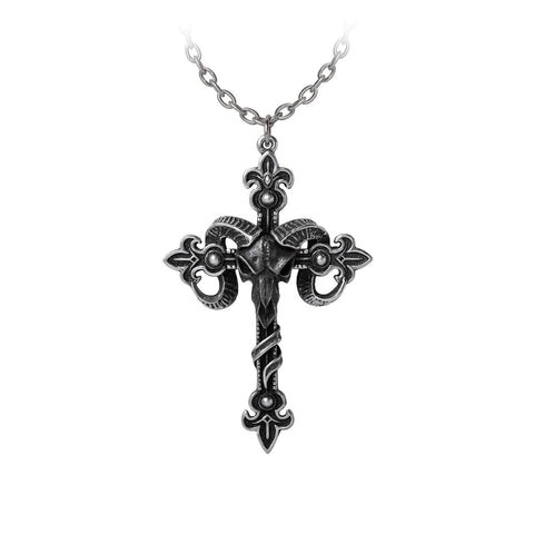 Intricate Cross of Baphomet Scroll Decoration Necklace