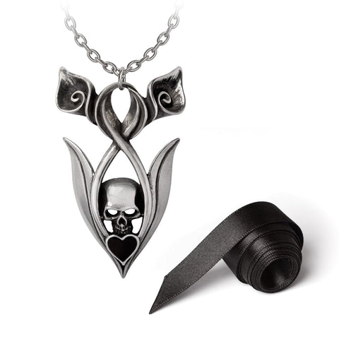 Mourning Jewellery Intertwines Elegant Lilies And A Hand Polished Skull Necklace