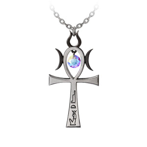 Witch Ankh Symbols Of Powerful Sungod and Crescent Moons Necklace