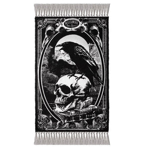 Black Raven And Skull Hand-Woven Rug