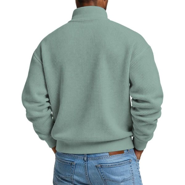 "Final Bloom" Men’s Skull & Roses Waffle Knit Half-Zip