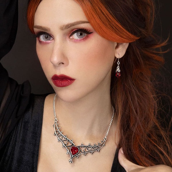Red Austrian Heart Crystal Elizabethan Necklace