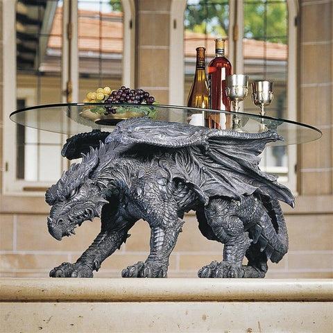 Rule Over Your Living Room With This Magnificent Warwickshire Gothic Dragon Glass-Topped Sculptural Coffee Table