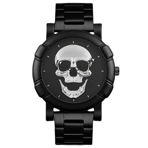 The Iron Skull Quartz Watch & Steel Link Bracelet Gift Set