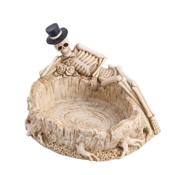 Skeleton With Top Hat Resin Ashtray