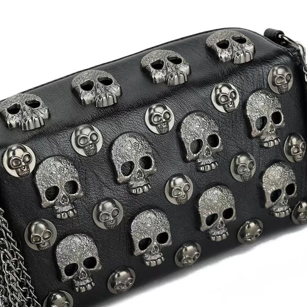 Unlock Your Edgy And Stylish Side With This Women's Metal Skull Punk Style Bag!