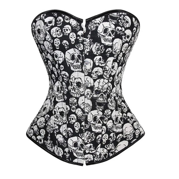 "Deadly Curves" Skull Print Overbust & Underbust Corset | Plus Size Gothic Bustier