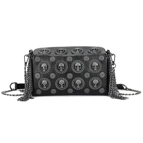 Unlock Your Edgy And Stylish Side With This Women's Metal Skull Punk Style Bag!