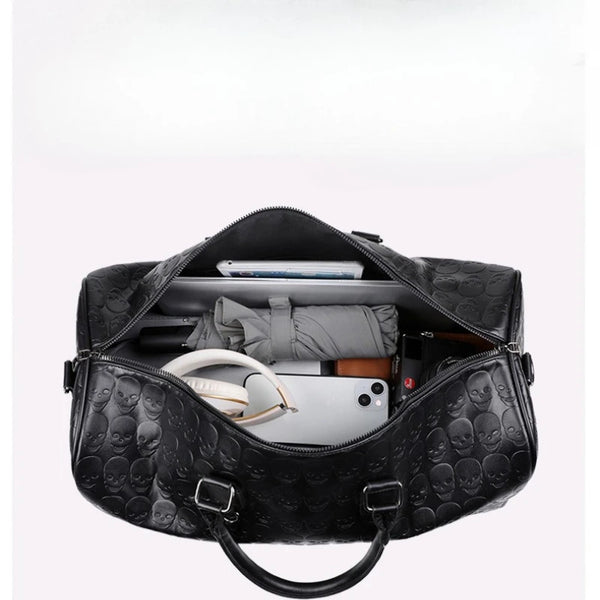 The Iron Revenant™ Skull Travel Tote | Embossed Crossbody & Weekender Bag