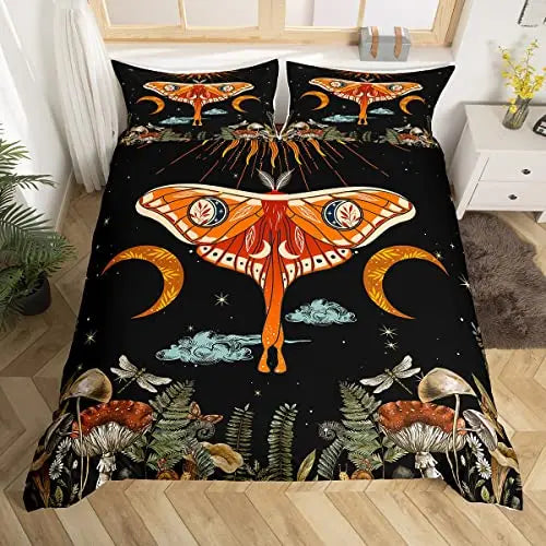 Butterflt Moons Theme Duvet Cover Bedding Set