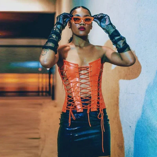 Gothic Women's Lace-up Back Zipper Corset