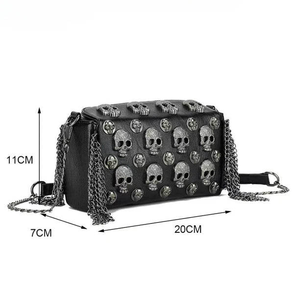 Unlock Your Edgy And Stylish Side With This Women's Metal Skull Punk Style Bag!