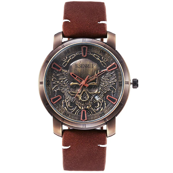 The Outlaw Retro Leather Skull Quartz Watch