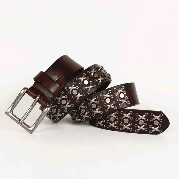 Genuine Leather Metal Stud Rivet Belts 3 Colors