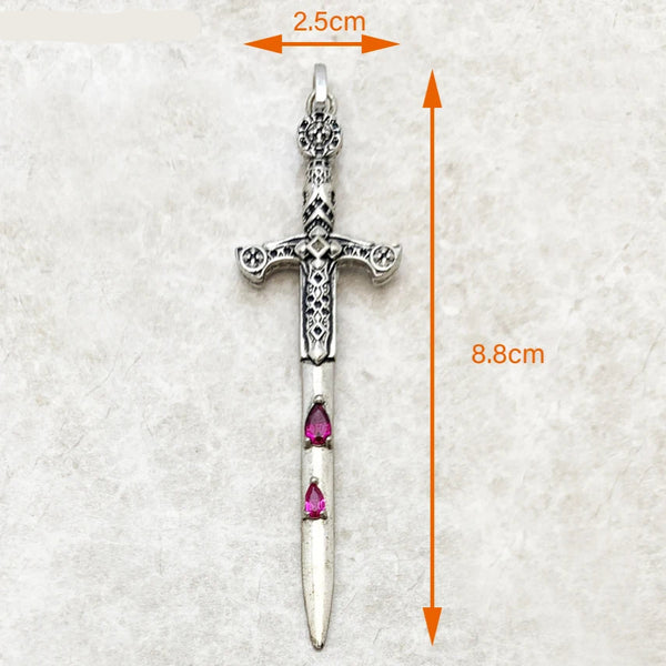 Sword With Crown Skull Knight Sterling Silver Pendants For Necklaces
