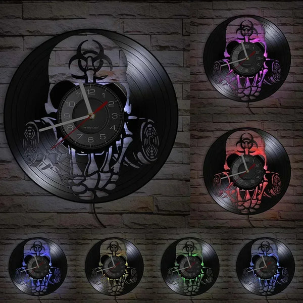 Skull Head Vinyl Record Wall Clock