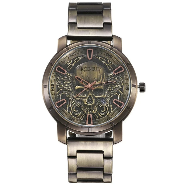 The Outlaw Retro Leather Skull Quartz Watch