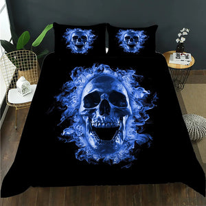 Blue Skull Theme Duvet Cover Bedding Set