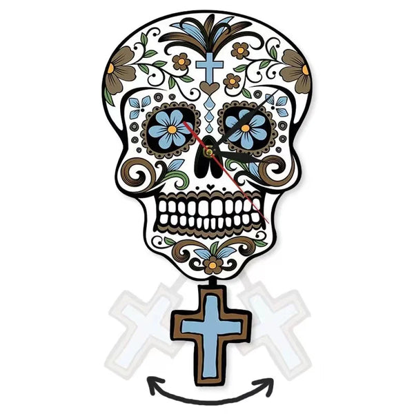 Floral Skull Wall Silent Quartz Clock Home Decoration