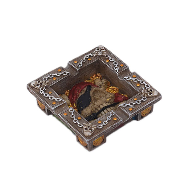 Square Skull And Chains Resin Ashtray Home Decor