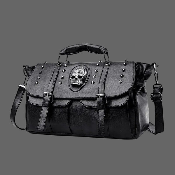 The Midnight Relic™ Skull Tote Bag | Women's Gothic PU Leather Shoulder Handbag