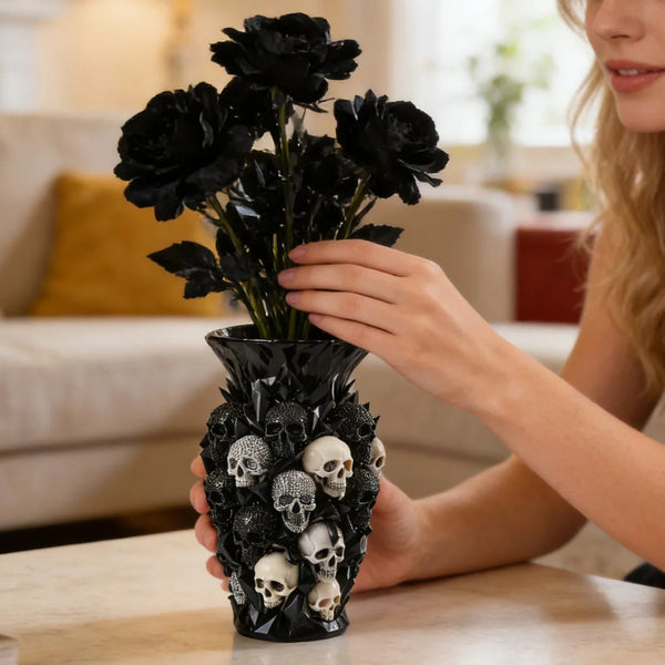 The Obsidian Geometric Diamond Skull Resin Vase