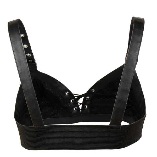 "The Nightshade" Lace-Up Leather Bralette | Gothic Punk Crop Top