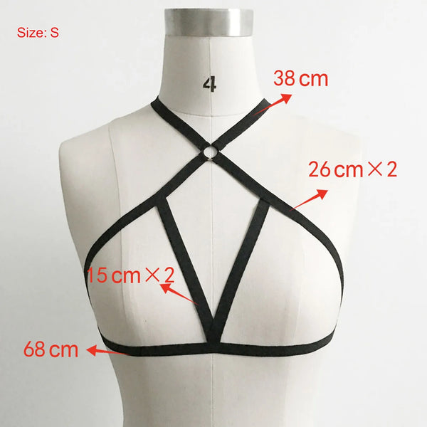 Graphite Grid | Cupless Elastic Cage Harness Bra