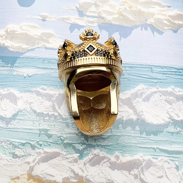 Golden Skull King With Crown Sterling Silver Pemdant For Necklaces