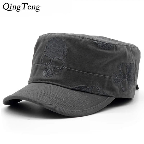 Vintage Flat Top Skull Military Casual Hat 4 Colors