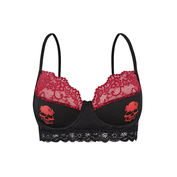 "The Wicked Lace" Skull Print Bralette | Ultra-Thin Gothic Bra