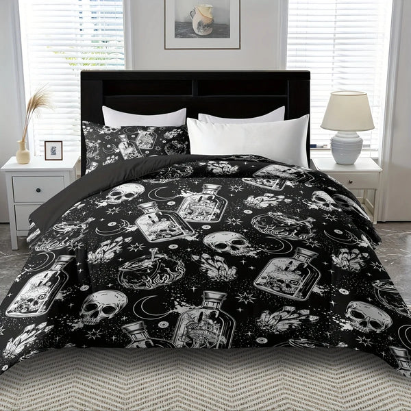 The Celestial Skull & Midnight Moon Comforter Set