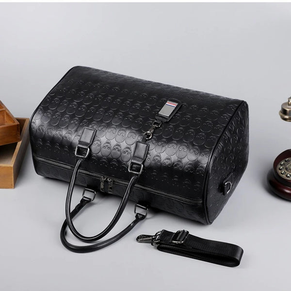 The Iron Revenant™ Skull Travel Tote | Embossed Crossbody & Weekender Bag