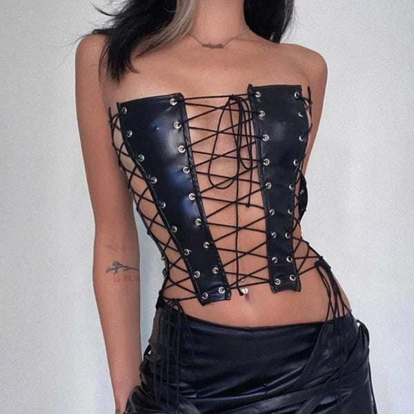 Gothic Women's Lace-up Back Zipper Corset